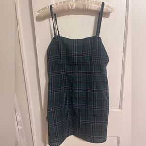 Urban Outfitters ~ Dark Green Plaid Mini Dress
